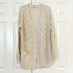 Kohl's Brand SO Beige Oatmeal Cream Knit Open Front Cardigan w Pockets. Medium